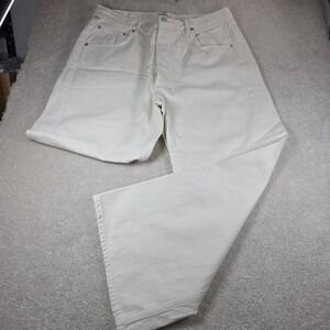 Citizens of Humanity Gaucho Jeans Womens 32 Cream Wide Leg High Rise Button Fly